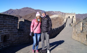 Fotostopp auf der chinesischen Mauer ohne Touristen Peking