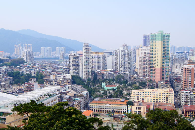 Blick af das Wohngebiet in Macau vom Guia Fortress