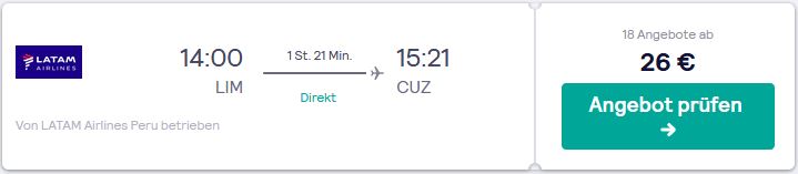 Flug von Lima nach Cusco suchen