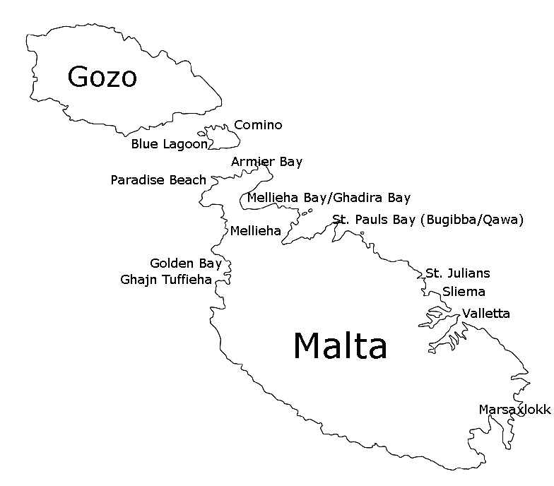 Uebersicht Malta Strandhotels