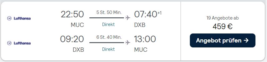 Von München nach Dubai fliegen