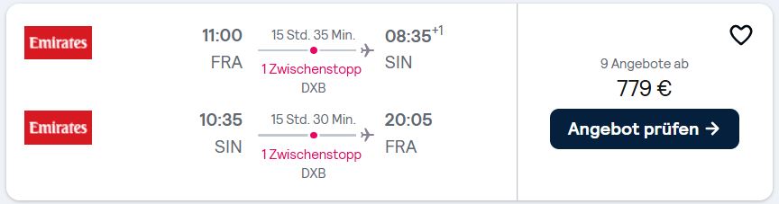 Wie lange dauert die Flug nach Singapur