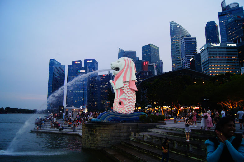 Merlion Brunnen das Wahrzeichen von Singapur