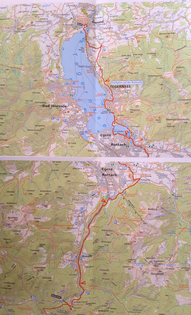 Komplette Wanderroute der ersten Etappe der Alpenüberquerung