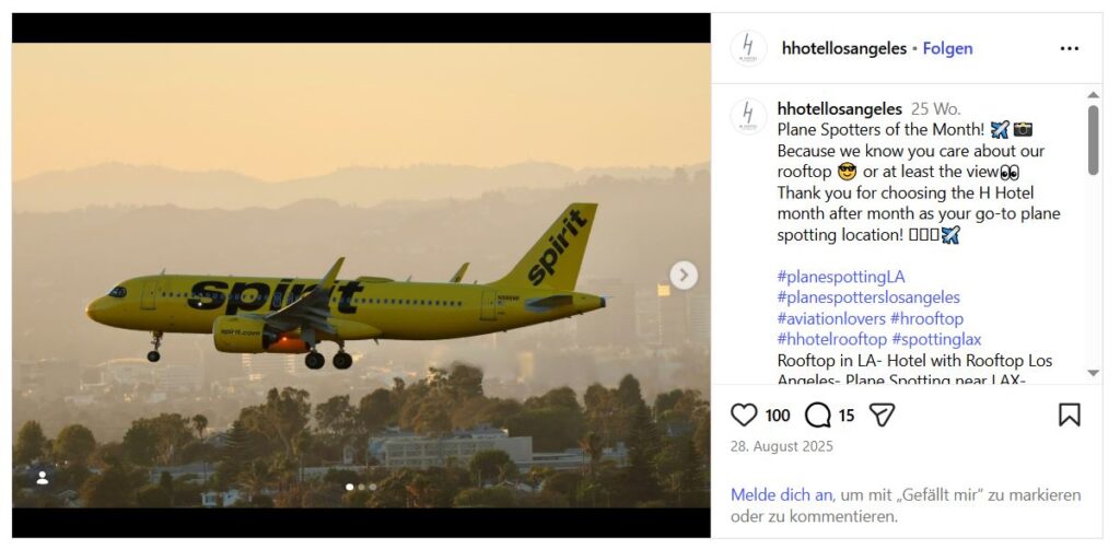 Vom Hotelrooftop die Flugzeuge beim Landen beobachten