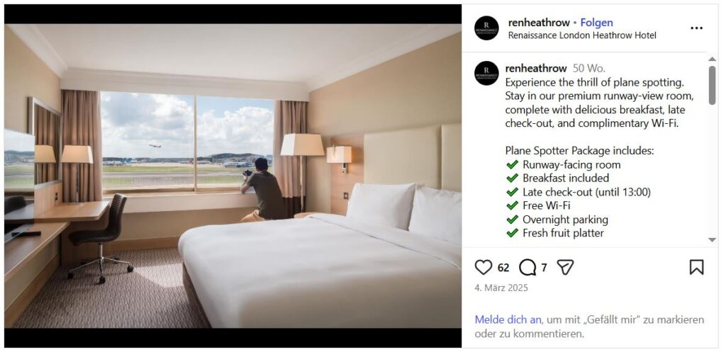 Hotelzimmer mit Blick auf die Start- und Landebahn