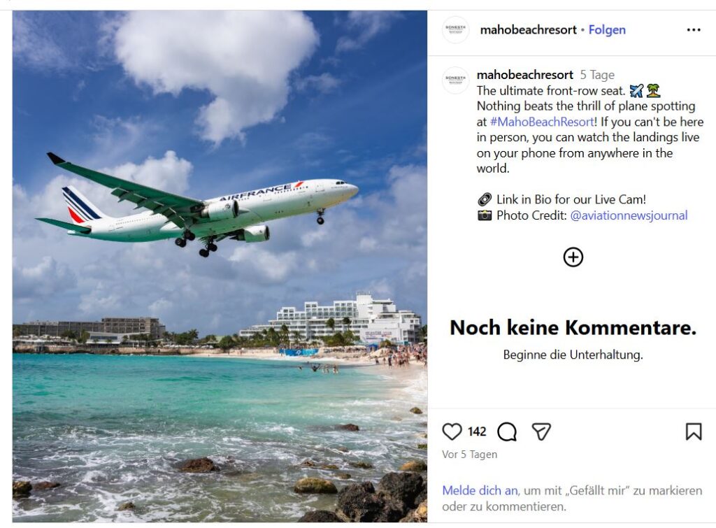 Flugzeuge beim Landen vom Hotel aus beobachten
