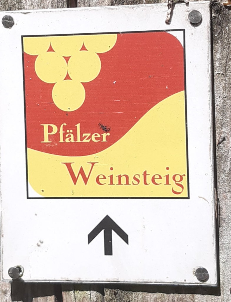 Wegweiser-Schild "Pfälzer Weinsteig" im Pfälzer Wald