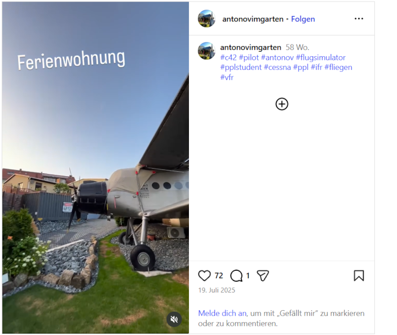 Antonov im Garten – Flugzeug-Hotel in einer Antonov AN-2 in der Sächsischen Schweiz