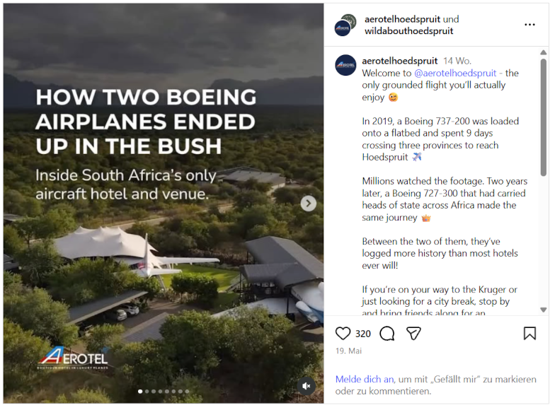 Aerotel Hoedspruit – Flugzeug-Hotel in einer Boeing 737 nahe dem Kruger-Nationalpark, Südafrika