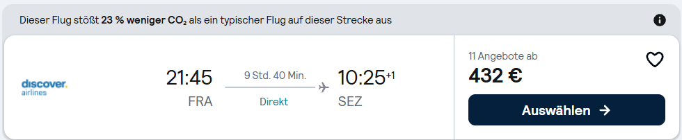 Flugverbindung Frankfurt-Seychellen mit Discover Airlines und Ticketpreis
